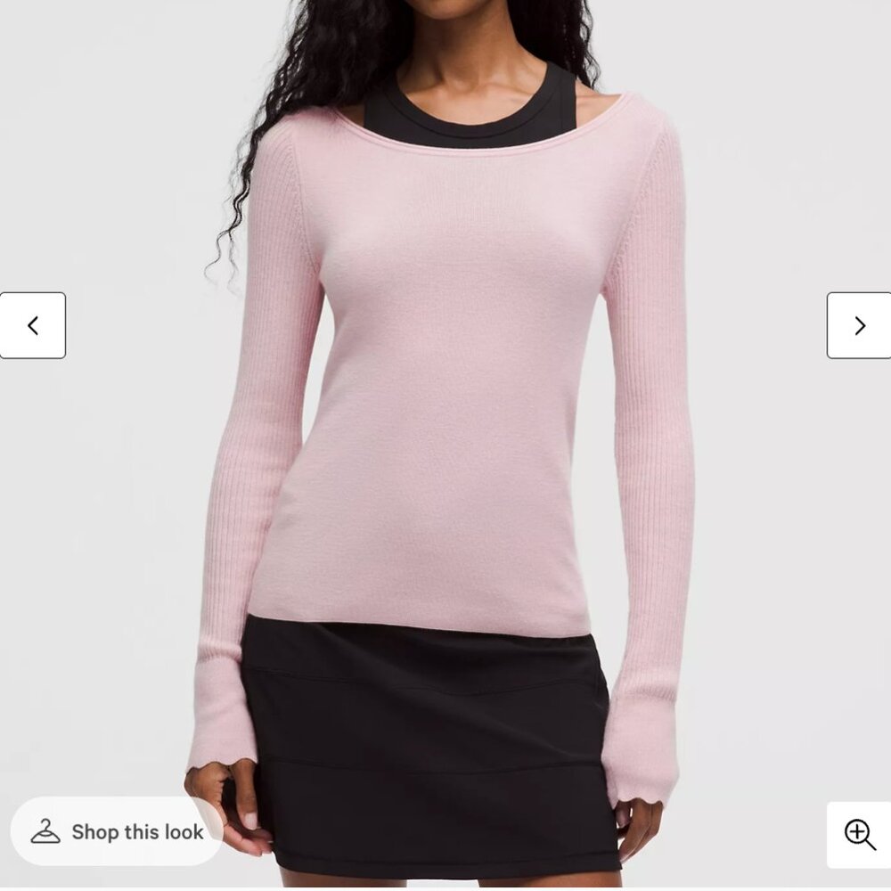 Cashmere Scalloped Cuff Crewneck (XS)